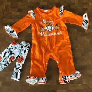 Happy Halloween 3-6 Month One Piece w/Hair Tie